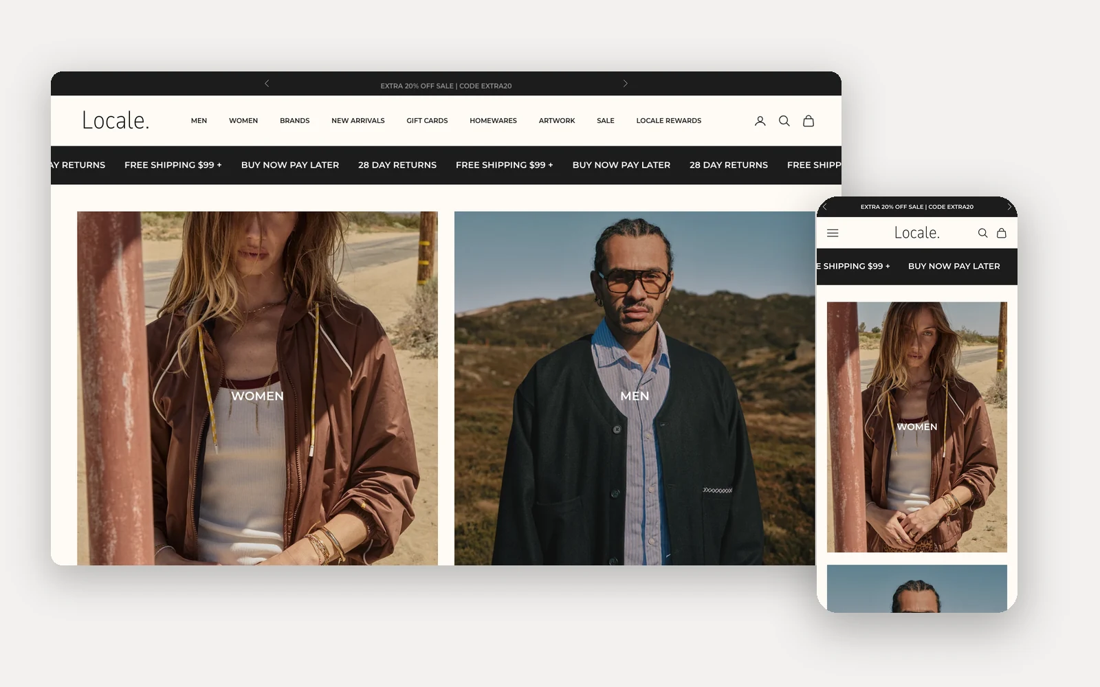 Locale Potts Point website, desktop and mobile