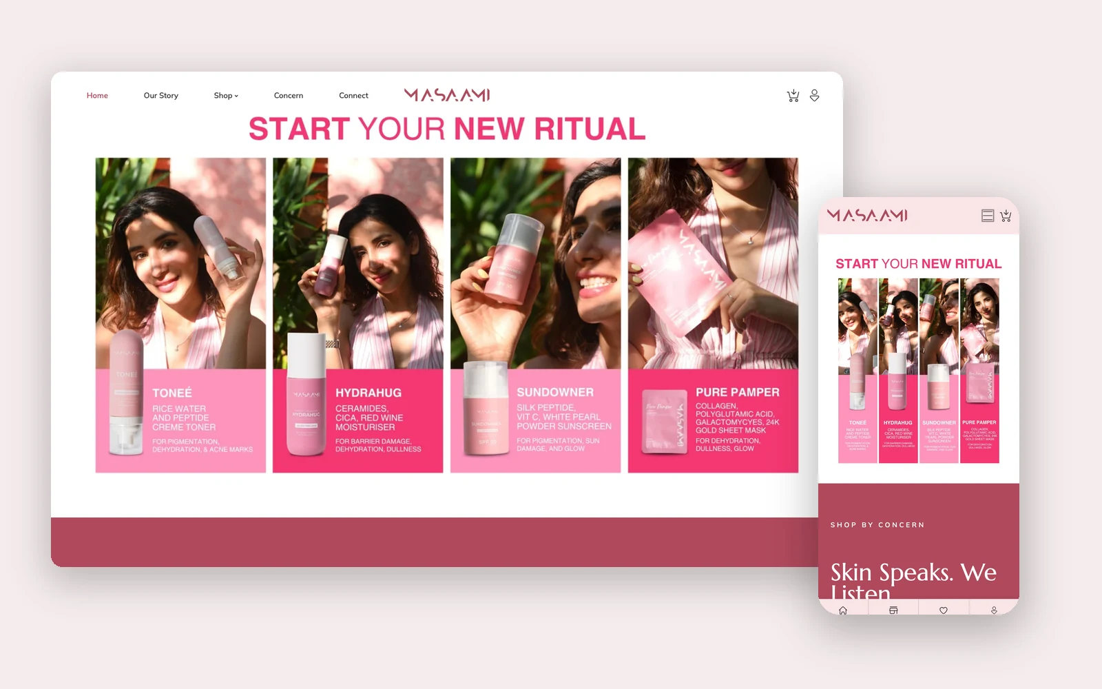 MASAAMI website, desktop and mobile