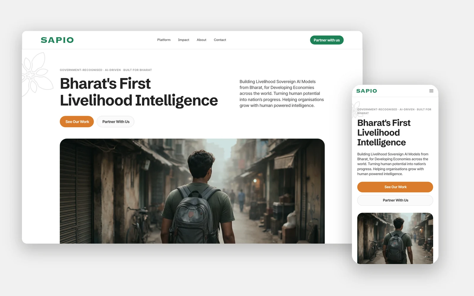 Sapio Analytics website, desktop and mobile